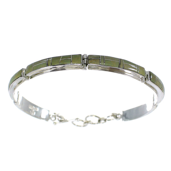 Silver Southwestern Turquoise Inlay Link Bracelet AX54765