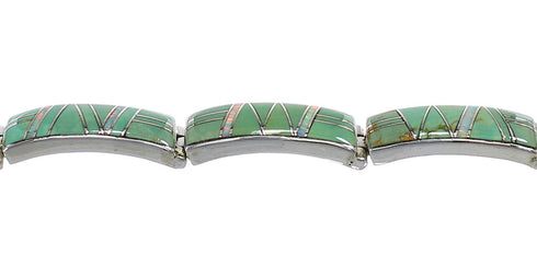 Turquoise And Opal Southwest Silver Jewelry Link Bracelet AX54903