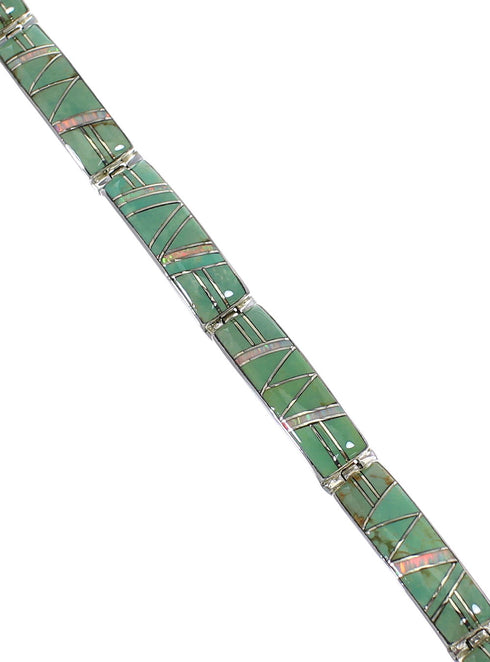 Turquoise And Opal Southwest Silver Jewelry Link Bracelet AX54903