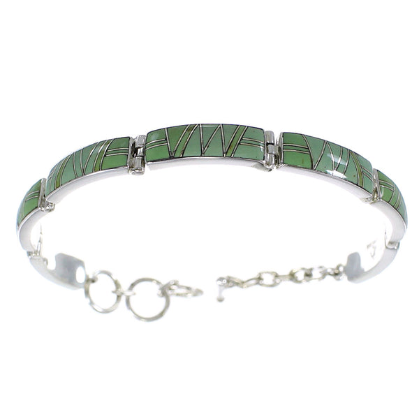 Southwestern Turquoise Inlay Sterling Silver Link Bracelet AX54989