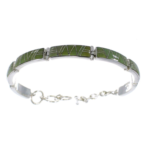 Southwest Turquoise Inlay Sterling Silver Link Bracelet AX54990