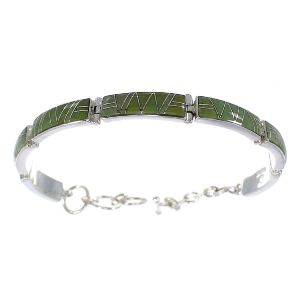 Southwest Turquoise Inlay Sterling Silver Link Bracelet AX54990