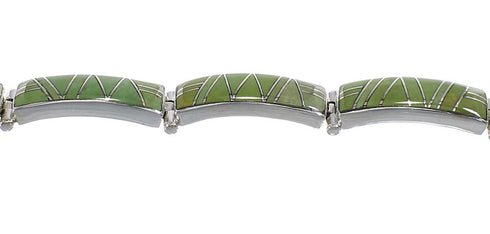 Southwest Turquoise Inlay Sterling Silver Link Bracelet AX54990