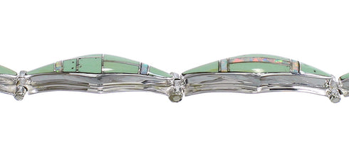 Turquoise And Opal Inlay Sterling Silver Link Bracelet AX54610