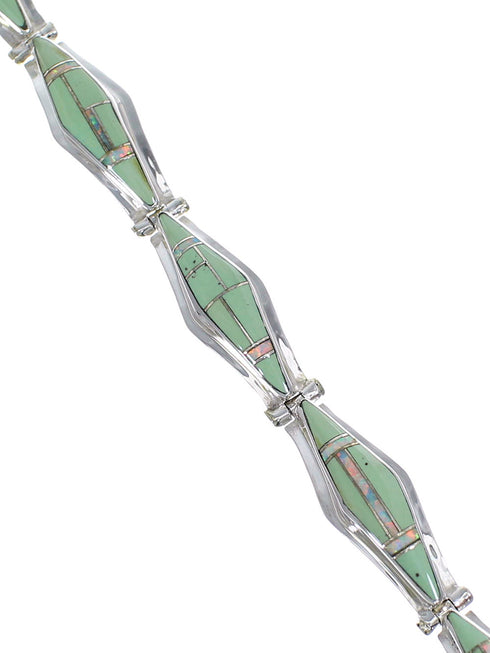 Turquoise And Opal Inlay Sterling Silver Link Bracelet AX54610