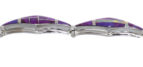 Magenta Turquoise And Opal Silver Link Bracelet AX54620
