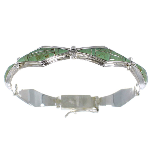 Turquoise Genuine Sterling Silver Link Bracelet AX54625