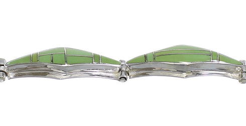 Southwest Turquoise Genuine Sterling Silver Link Bracelet AX54628
