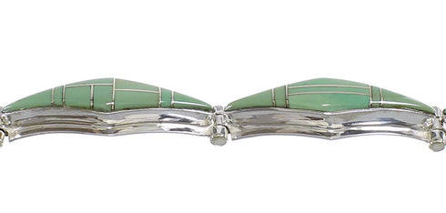 Southwestern Turquoise Genuine Sterling Silver Link Bracelet AX54642