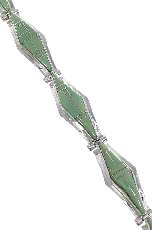 Southwestern Turquoise Genuine Sterling Silver Link Bracelet AX54642