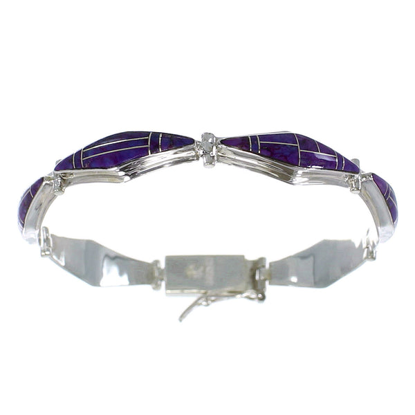 Magenta Turquoise Sterling Silver Link Bracelet AX54656