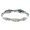 Multicolor Inlay Genuine Sterling Silver Link Bracelet AX54659
