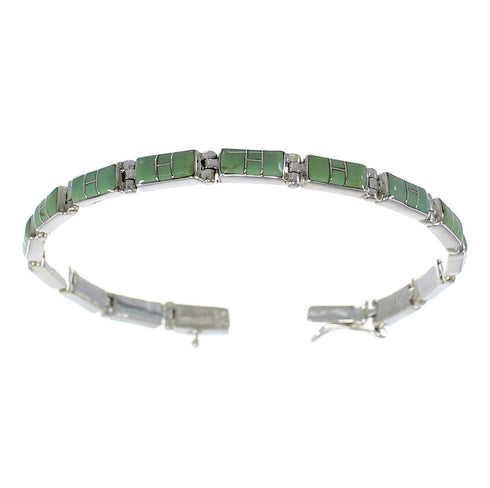 Southwestern Sterling Silver And Turquoise Link Bracelet EX54187