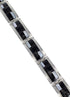 Black Jade And Mother Of Pearl Inlay Silver Link Bracelet EX55891
