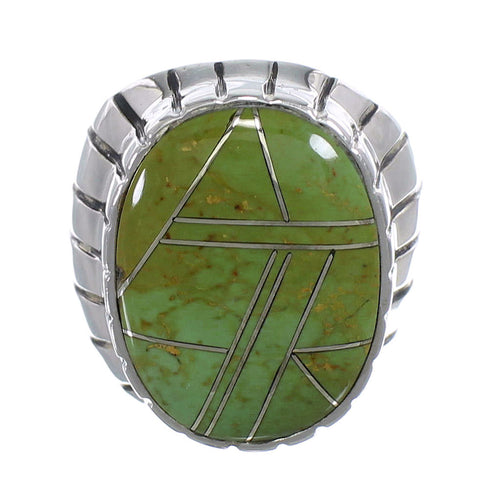 Authentic Sterling Silver Turquoise Inlay Ring Size 11-3/4 AX55462