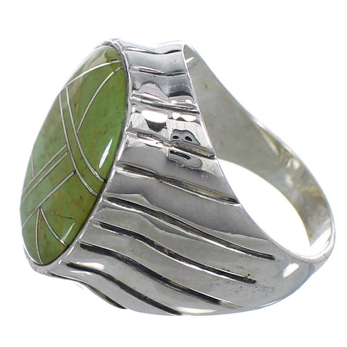 Authentic Sterling Silver Turquoise Inlay Ring Size 11-3/4 AX55462