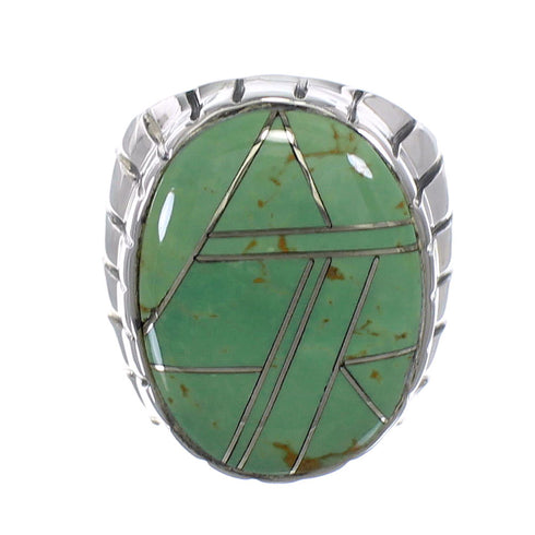 Southwest Sterling Silver Turquoise Inlay Ring Size 8-3/4 AX55469