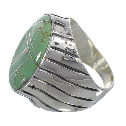 Southwest Sterling Silver Turquoise Inlay Ring Size 8-3/4 AX55469