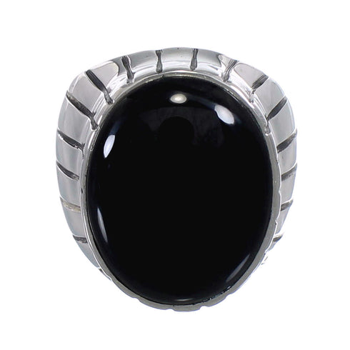 Southwestern Sterling Silver Jet Ring Size 12-3/4 AX55564
