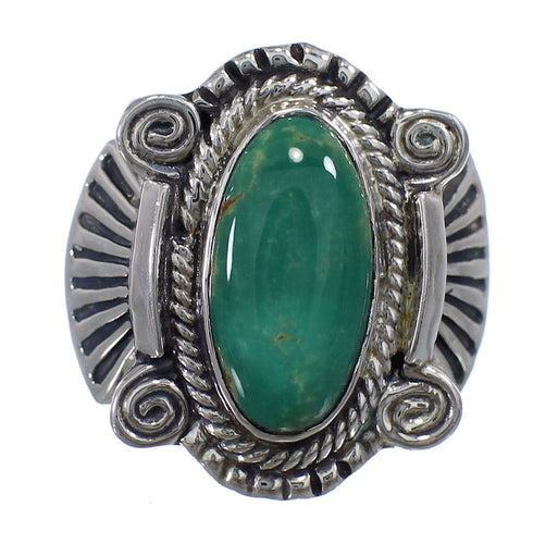 Turquoise Southwestern Sterling Silver Ring Size 5-1/4 EX56260