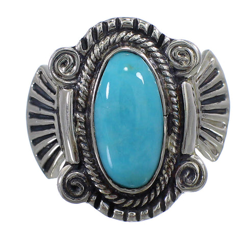 Southwest Turquoise Sterling Silver Ring Size 8-1/4 EX56326