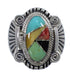 Southwest Multicolor Inlay Sterling Silver Ring Size 7-3/4 EX56273