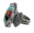 Southwest Multicolor Inlay Sterling Silver Ring Size 7-3/4 EX56273