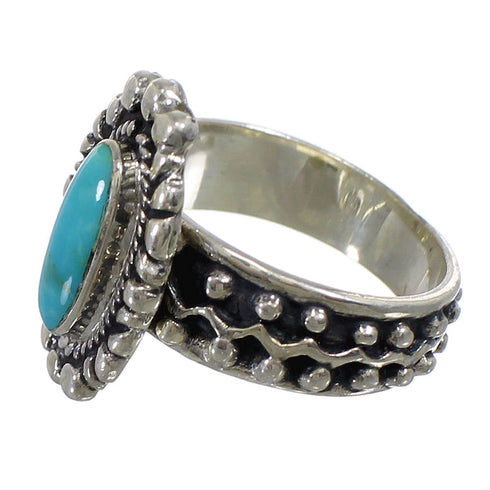 Turquoise And Genuine Sterling Silver Ring Size 8-1/4 EX56367