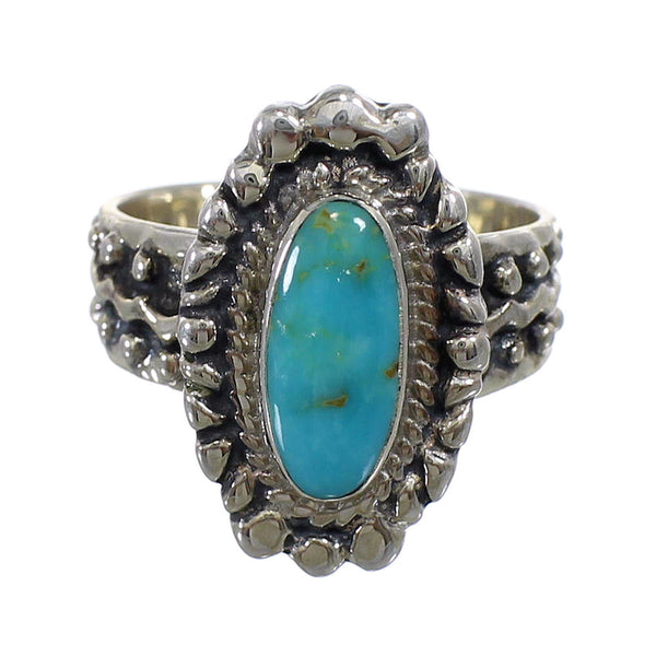 Southwest Turquoise Sterling Silver Ring Size 6-1/4 EX56368