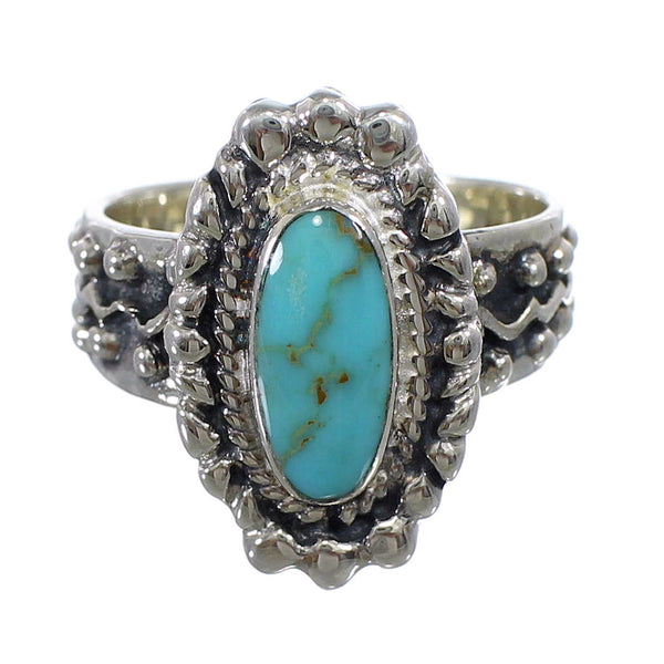 Southwest Genuine Sterling Silver Turquoise Ring Size 6-1/4 EX56388