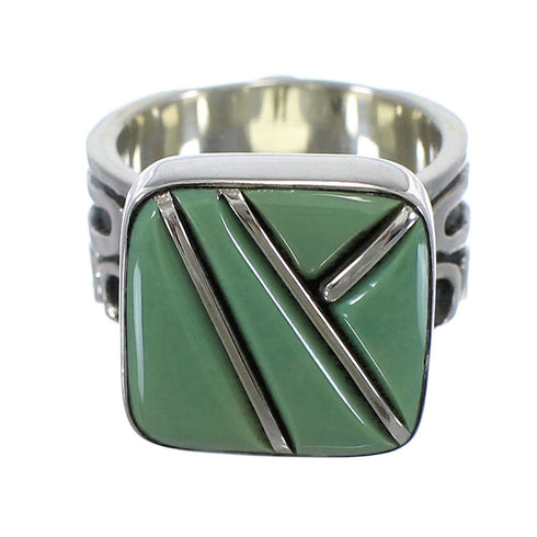 Southwestern Turquoise Silver Ring Size 7-1/4 AX55609