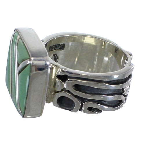 Southwestern Turquoise Silver Ring Size 7-1/4 AX55609