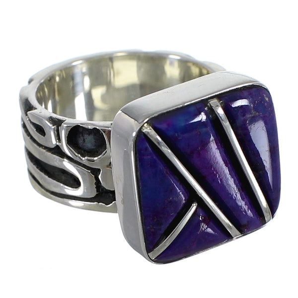 Magenta Turquoise Inlay Southwestern Silver Ring Size 5-3/4 AX61014