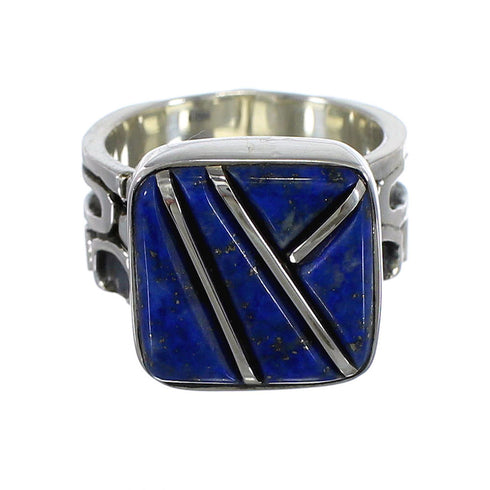 Sterling Silver Lapis Inlay Ring Size 8-1/2 AX61097