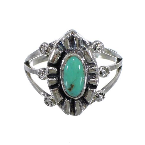Silver Southwest Turquoise Ring Size 7-3/4 AX61154