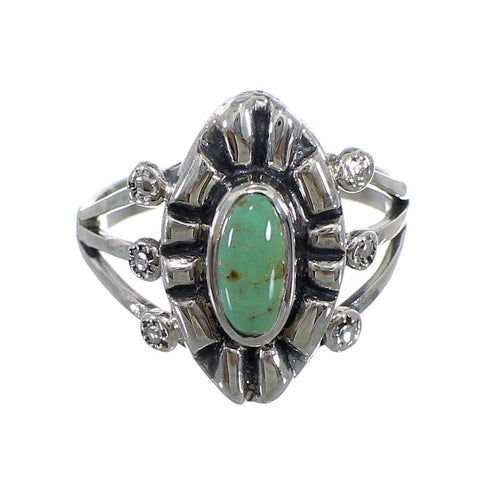 Sterling Silver Southwestern Turquoise Ring Size 7-1/4 AX61188