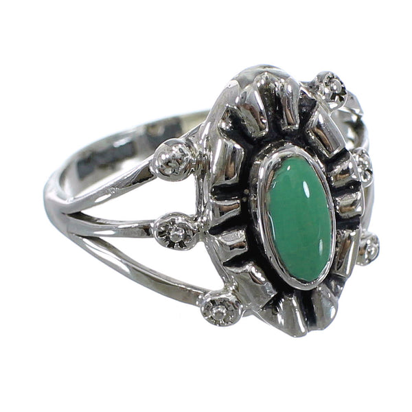 Southwestern Turquoise Authentic Sterling Silver Ring Size 8-1/4 AX61230
