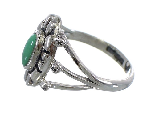 Southwestern Turquoise Authentic Sterling Silver Ring Size 8-1/4 AX61230