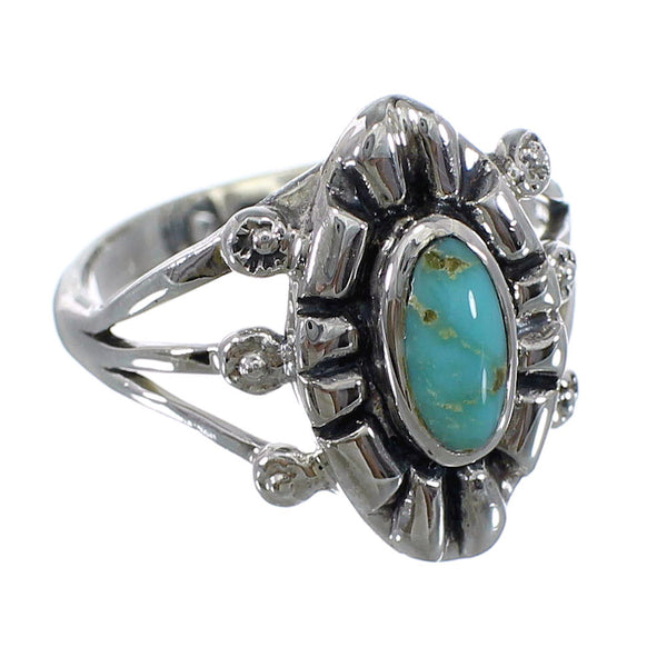 Silver Jewelry Turquoise Southwestern Ring Size 8-1/2 AX61440