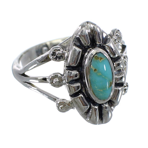 Southwestern Turquoise Silver Jewelry Ring Size 5-1/4 AX61474