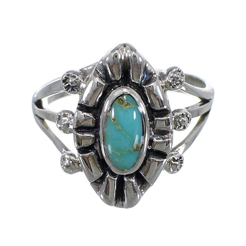Silver Jewelry Turquoise Southwestern Ring Size 8-1/2 AX61440