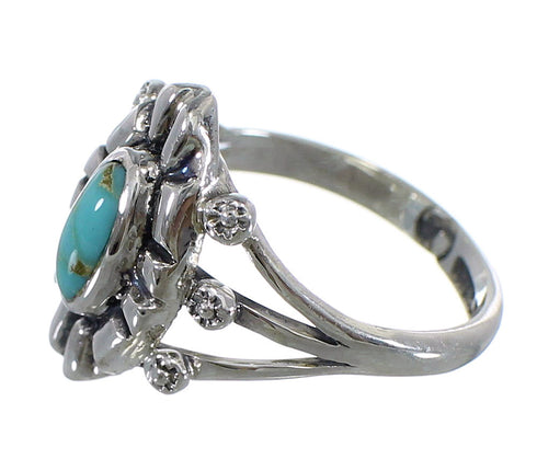 Southwestern Turquoise Silver Jewelry Ring Size 5-1/4 AX61474