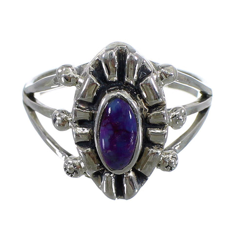 Magenta Turquoise Silver Southwest Ring Size 8-1/4 AX64222