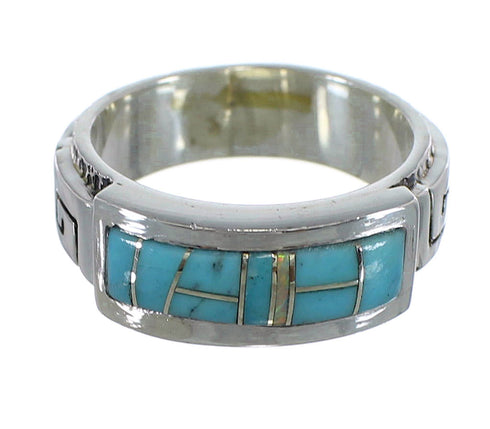 Turquoise And Opal Sterling Silver Water Wave Ring Size 6-1/4 AX64228