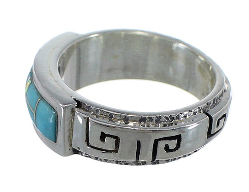 Turquoise And Opal Sterling Silver Water Wave Ring Size 6-1/4 AX64228