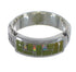 Opal Turquoise Inlay Silver Water Wave Ring Size 5-3/4 AX64277