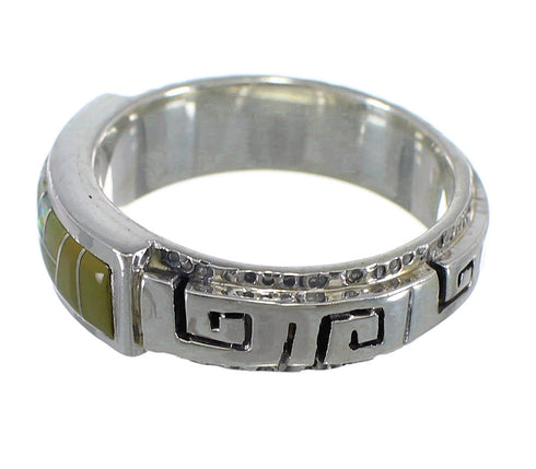 Opal Turquoise Inlay Water Wave Sterling Silver Ring Size 6-3/4 AX64266