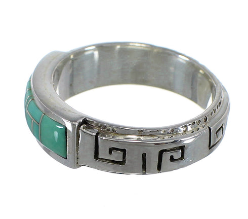 Sterling Silver Turquoise Inlay Water Wave Ring Size 5-3/4 AX64340