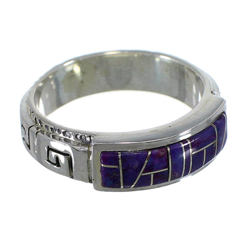 Southwest Magenta Turquoise Silver Water Wave Ring Size 5-1/4 AX64355