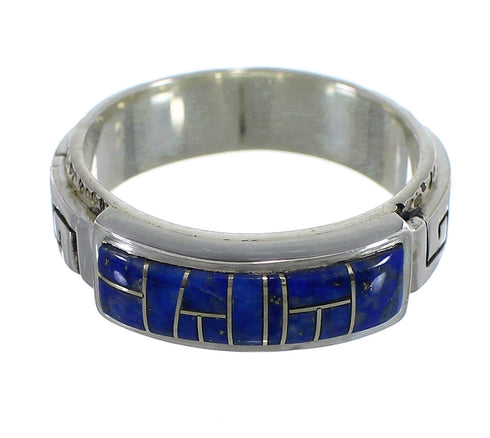Southwest Authentic Sterling Silver Lapis Water Wave Ring Size 7-3/4 QX68433